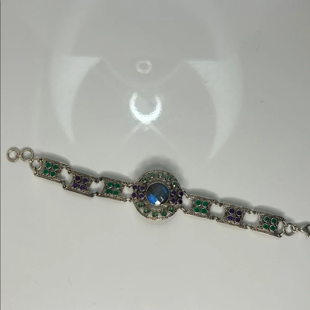 NWOT Genuine Sterling Silver Multi Gemstone Bracelet By Designer Nicky Butler